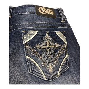 CELLO Bootcut Bling Rhinestone Pocket Stretch SZ 6
